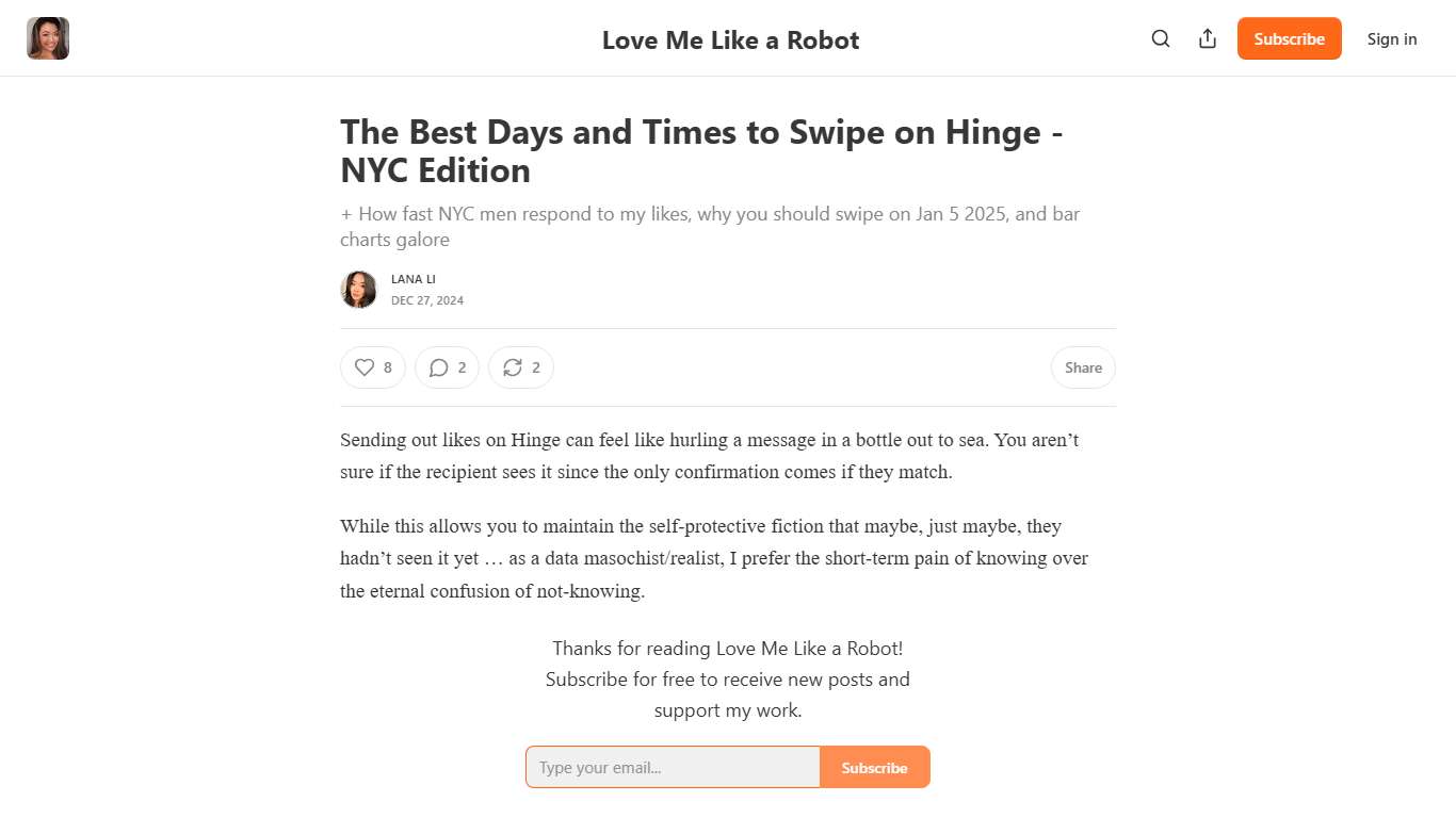 The Best Days and Times to Swipe on Hinge - NYC Edition